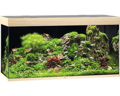 Aquarium JUWEL Rio 350 with LED lighting, pump, filter, heater without base cabinet light wood
