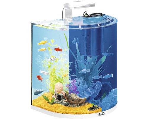 Aquarium Tetra ExplorerLine 60 l with LED lighting, food, heater, filter, water conditioner without base cabinet white
