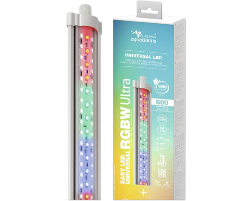 Aquarium lighting aquatlantis Easy LED Universal RGBW Ultra 600 incl. ORI Smart Controller via app, 19 W, 2250 lumens, approx. 45 - 70 cm, 2,500 - 25,000 Kelvin
