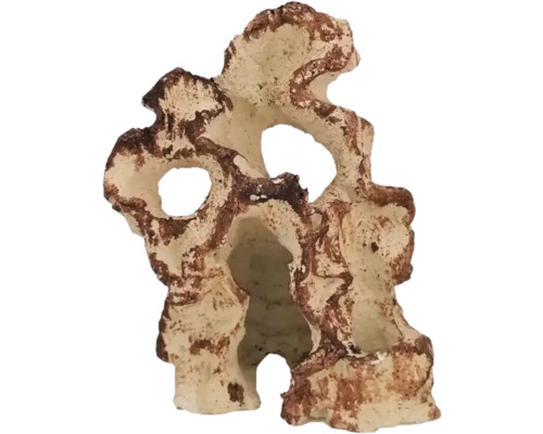 Aquarium decoration aquaroche High Grottoe hand-modeled, water-neutral, light, porous, ceramic 14 x 8 cm cream brown