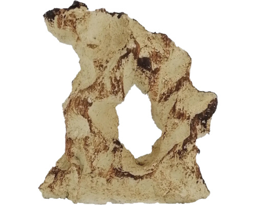 Aquarium decoration aquaroche Mini Arch hand-modeled, water-neutral, light, porous, ceramic 14 x 10 cm cream brown