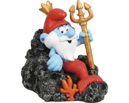 Aquarium decoration AQUA DELLA Smurfs Papa Smurf as Neptune approx. 9 x 7 x 8 cm polyester resin