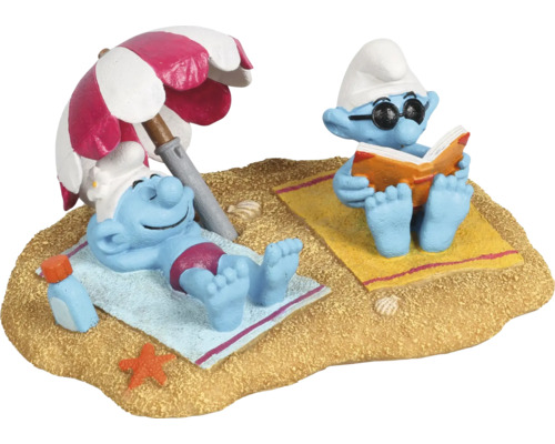 Aquarium decoration AQUA DELLA Smurfs beach sunbathing approx. 17 x 13 x 8 cm polyester resin
