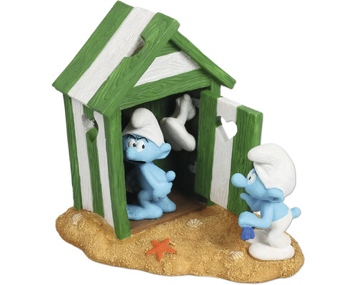 Aquarium decoration AQUA DELLA Smurfs beach cabin approx. 14 x 11 x 15 cm polyester resin