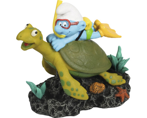 ORBIT Aquarium decoration AQUA DELLA Smurfs underwater with turtle approx. 13 x 7 x 12 cm polyester resin