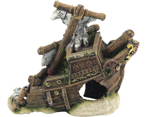 Aquarium decoration aquatlantis half boat 16x7.7x14.5 cm
