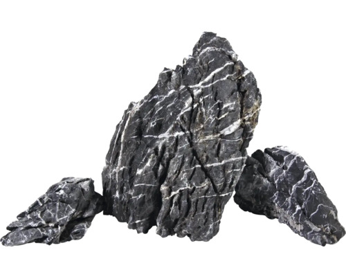 aquadeco Aquarium decoration mini landscape premium dark S Seiryu stone 1 piece. approx. 10 - 15 cm approx. 0.8-1.2 kg black-grey