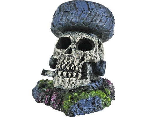 ORBIT Aquarium decoration with aerator skull with tire 13 cm