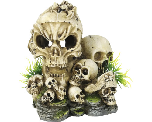 Aquarium decoration ORBIT Multi-skulls approx. 12 x 10 x 14 cm, polyresin, multicoloured