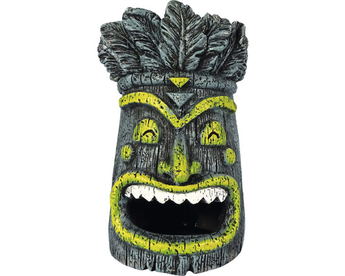Aquarium decoration ORBIT Tiki head 1 round 9 x 8 x 13 cm blue