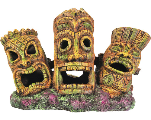 Aquarium decoration ORBIT Tiki head set of 3 21 x 10 x 14 cm brown