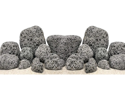 Hornbach Aquariumdekoration-Set AQUAPET Black Lava Pebbles Mix 10Kgca. 7 - 13 cm