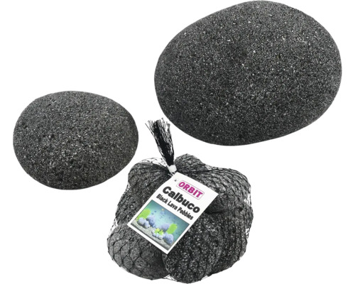Aquarium decoration stone ORBIT Calbuco Black Lava Pebble Medium anthracite approx. 8 cm