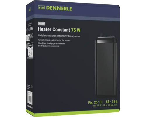 Aquarium heater Dennerle Heater Constant fully electronic control heater for aquariums up to approx. 75 l, shatter-proof plastic housing, temperature controlled to 25 °C, 75 W