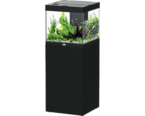 Aquarium combination aquatlantis Aqua Tower 120 l, including EASY LED 2.0 lighting, internal filter system, heater and black base cabinet