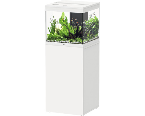 Aquarium combination aquatlantis Aqua Tower 120 l, including EASY LED 2.0 lighting, internal filter system, heater and white base cabinet