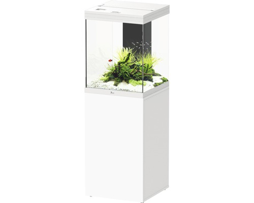 Aquarium combination aquatlantis Aqua Tower 163 l, including EASY LED 2.0 lighting, internal filter system, heater and white base cabinet