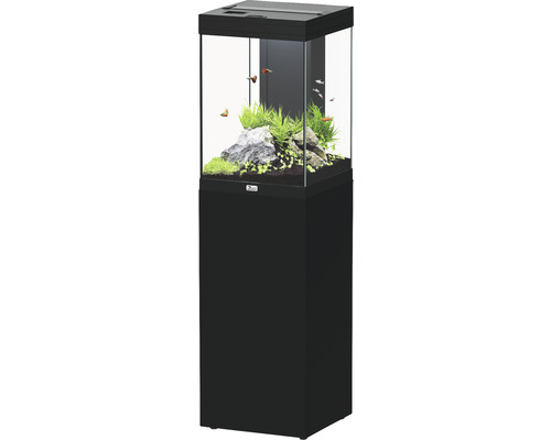 Aquarium combination aquatlantis Aqua Tower 96 l, including EASY LED 2.0 lighting, internal filter system, heater and black base cabinet