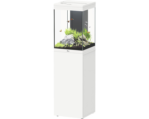 Aquarium combination aquatlantis Aqua Tower 96 l, including EASY LED 2.0 lighting, internal filter system, heater and white base cabinet