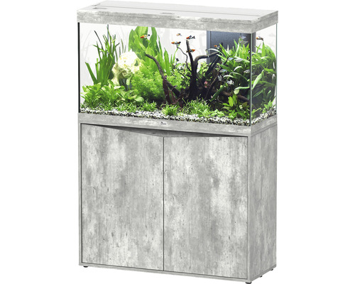 Aquarium combination aquatlantis Splendid 200 including LED lighting, filter, base cabinet stone look