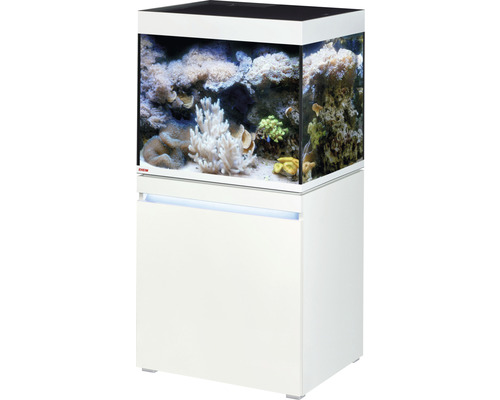 Aquarium combination EHEIM incpiria 230 marine with LED lighting, feed pump and illuminated base cabinet alpin