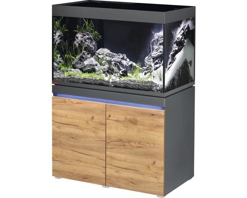 Aquarium combination EHEIM incpiria 330 with LED lighting and illuminated graphite/oak base cabinet
