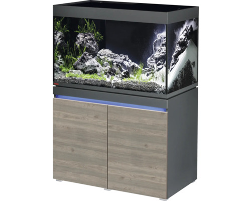 Aquarium combination EHEIM incpiria 330 with LED lighting and illuminated base cabinet graphite/rustic oak