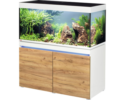 Aquarium combination EHEIM incpiria 430 with LED lighting and illuminated base cabinet alpine/oak