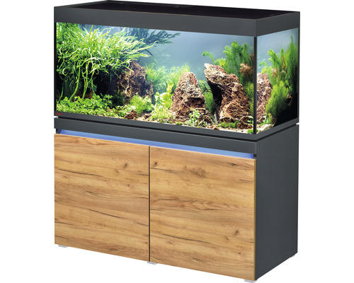 Aquarium combination EHEIM incpiria 430 with LED lighting and illuminated graphite/oak base cabinet