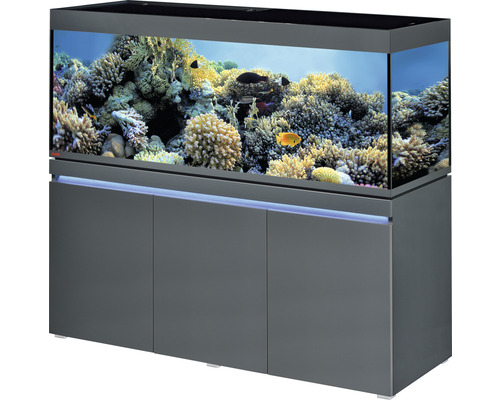 Aquarium combination EHEIM incpiria 530 marine with LED lighting, feed pump and illuminated base cabinet graphite