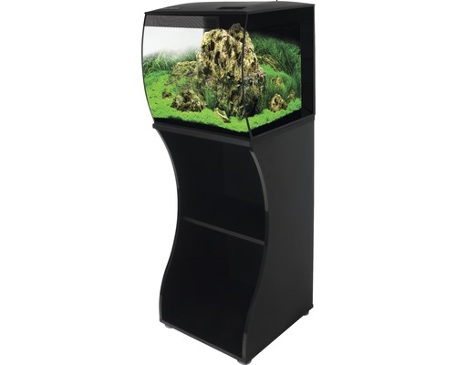 Aquarium combination Fluval Flex 57 L with LED lighting, filter system, infrared remote control and black base cabinet