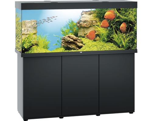 Aquarium combination JUWEL Rio 450 SBX with LED lighting, heater, filter and base cabinet black