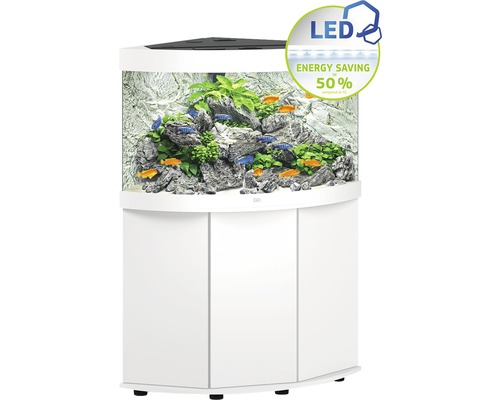 Aquarium combination JUWEL Trigon 190 SBX with LED lighting, filter, heater and base cabinet white