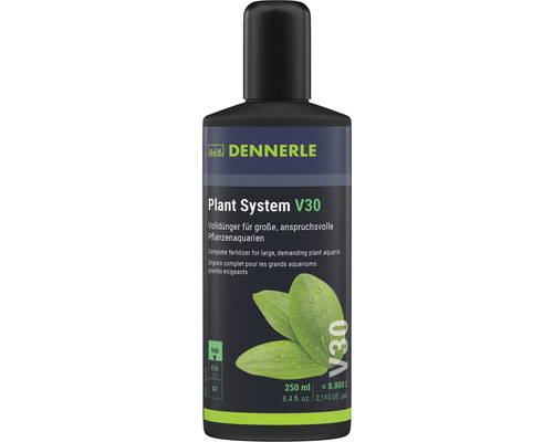 Dennerle Plant System V30 aquarium plant fertilizer, 250ml liquid complete fertilizer