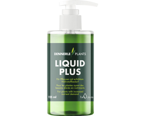 DENNERLE PLANTS Liquid Plus aquarium plant fertilizer 125 ml with NPK, iron and trace elements, perfect for aquascaping with high nutrient requirements