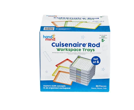 Work trays for colored rods, set of 6