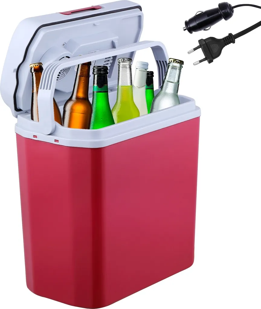 AREBOS 20L Cooler Box Red | Cooling & Warming | 12/230V Car & Home