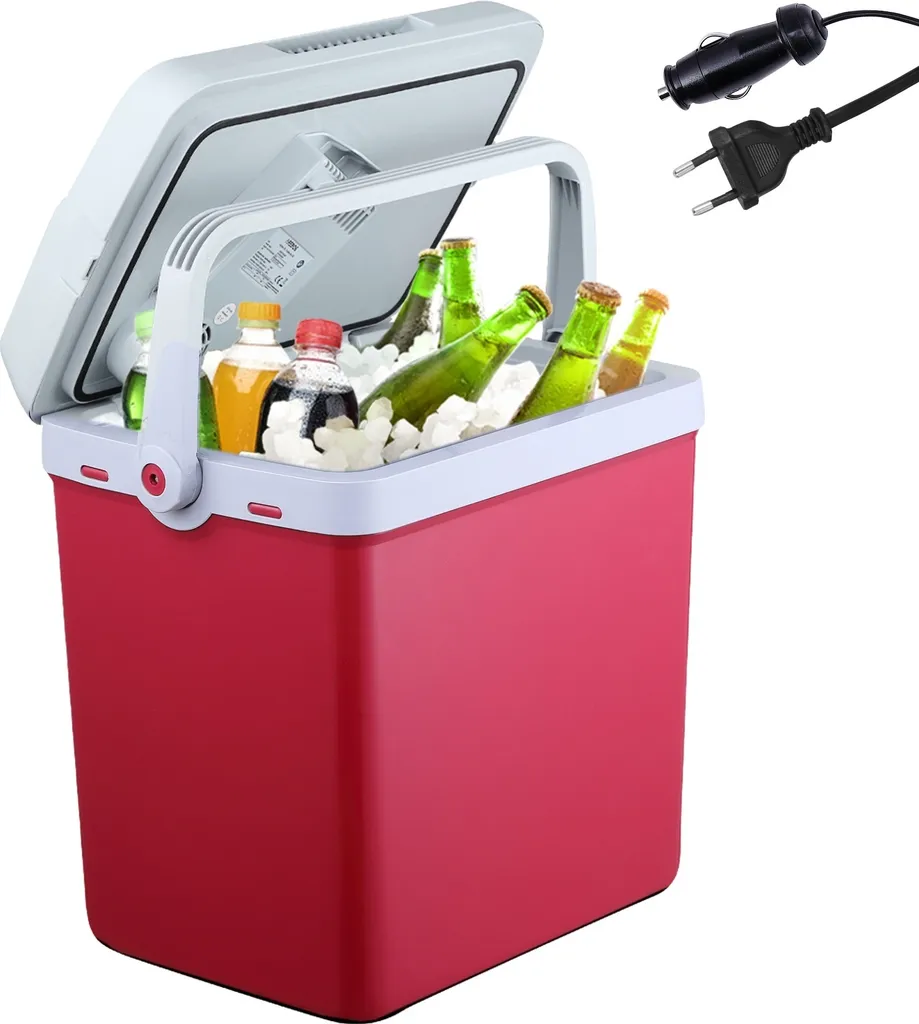 AREBOS 25L Cooler Box Red | Cooling & Warming | 12/230V Car & Home