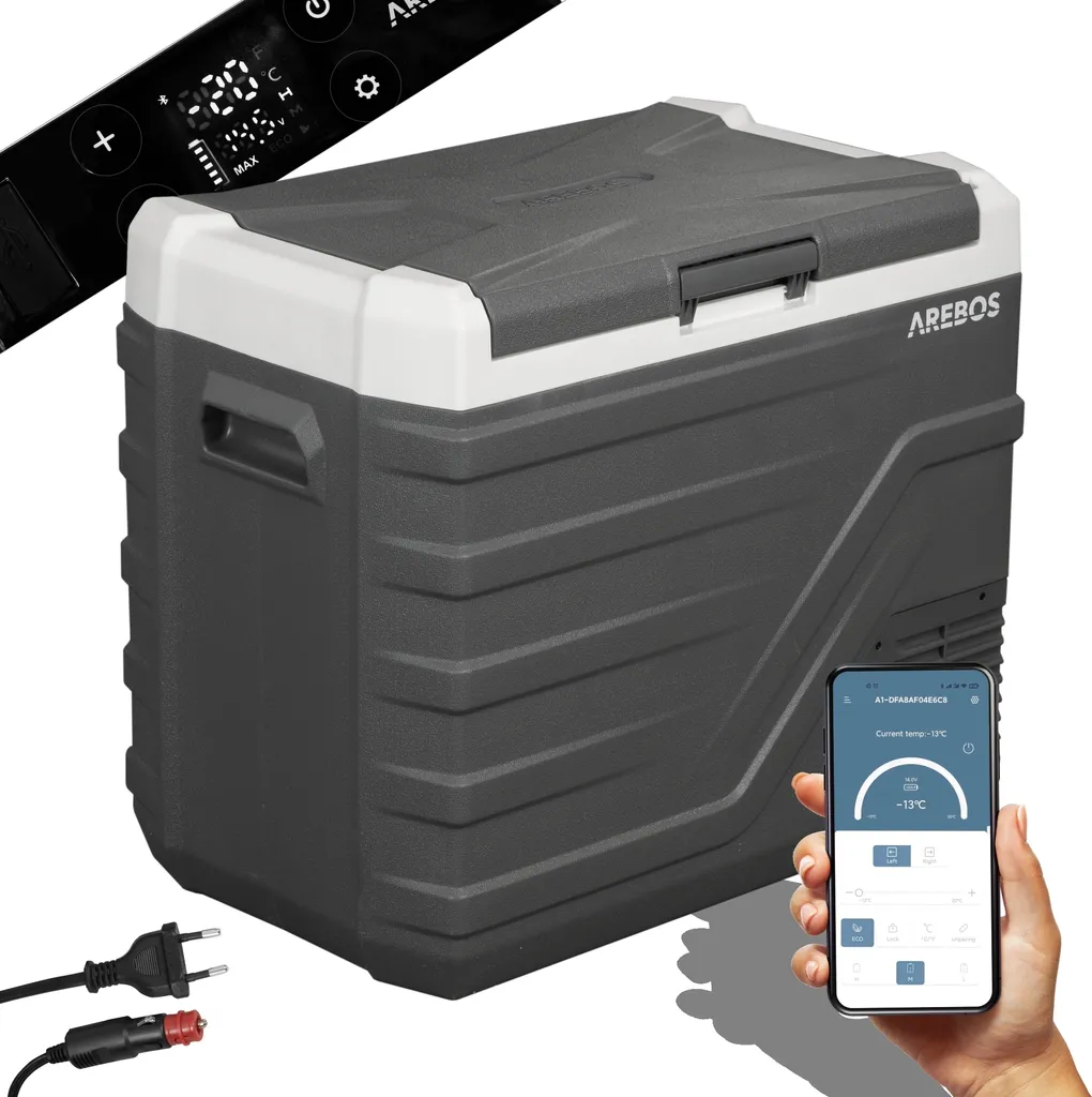 AREBOS 43L Compressor Cooler | down to -20°C | 12/24V & 230V with App