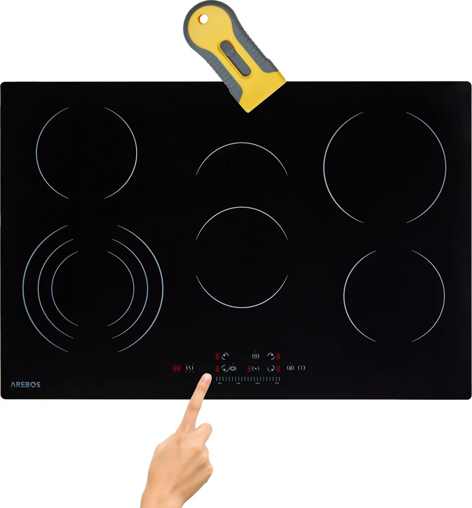 AREBOS Glaskeramikkochfeld 77 cm | 5 Kochzonen 8700W | Sensor Touch