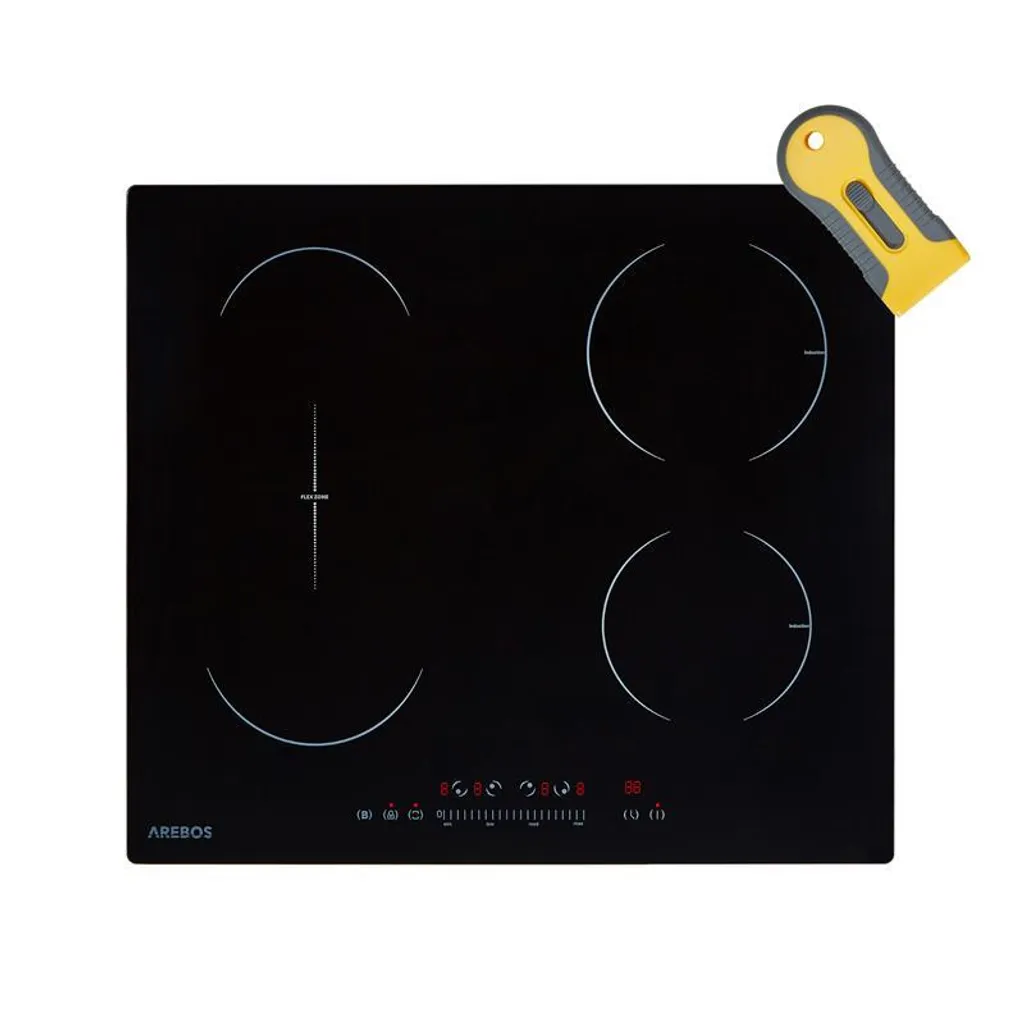AREBOS Induction Hob 59 cm | 7200 W, 4 Zones, Flex, Booster & Sensor Touch