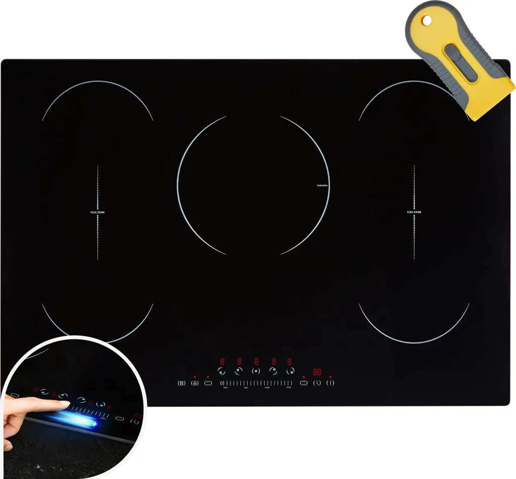 AREBOS Induction Hob 77 cm | 9800 W, 5 Zones, Flex, Timer & Sensor Touch