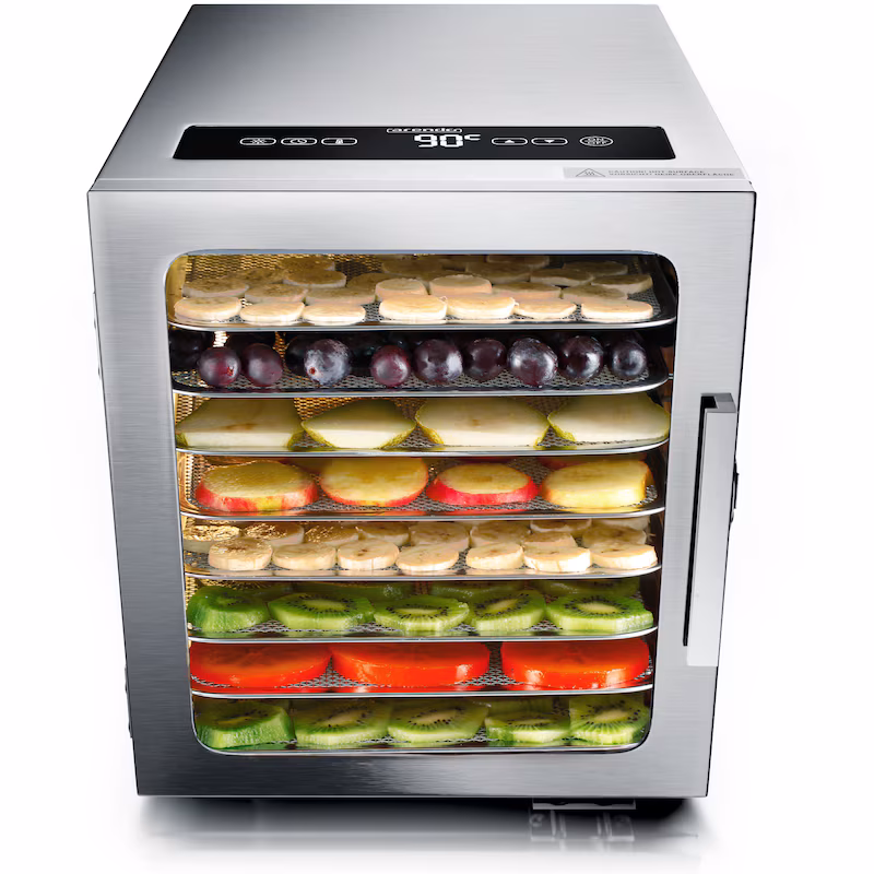 Arendo Stainless Steel Food Dehydrator with Temperature Control - Timer up to 24 hours - Dehydrator - Food Dryer