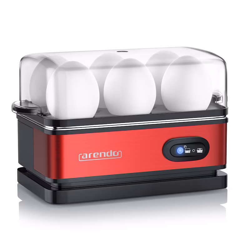 Arendo egg cooker, stainless steel, 400 W, keep-warm function, rocker switch, selectable hardness level, for 6 eggs