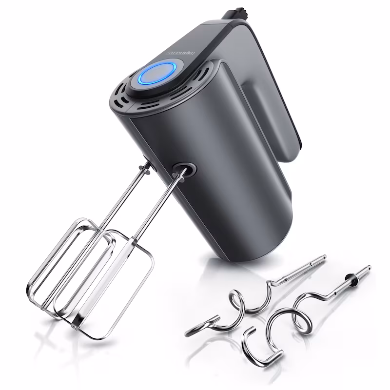 Arendo stainless steel hand mixer with turbo button - hand mixer including 2 whisks & 2 dough hooks
