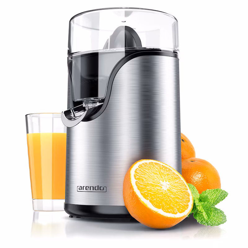 Arendo citrus press, electric lemon press, sieve insert, lemon press, silver/black