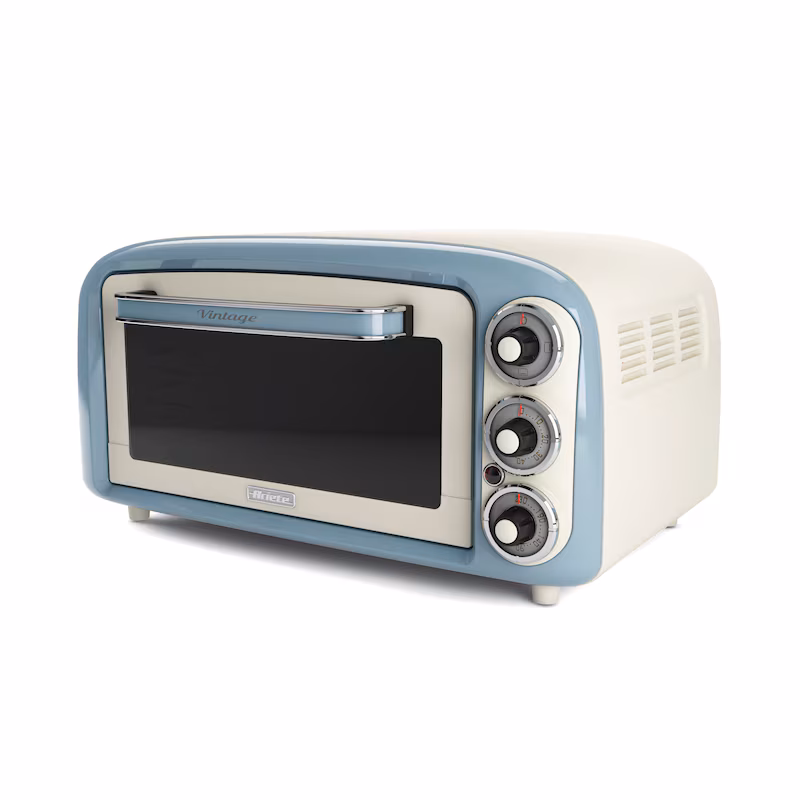 Ariete 979BL Mini Oven Vintage Blue 18 L with Top and Bottom Heat in Retro Look, 1380 Watts