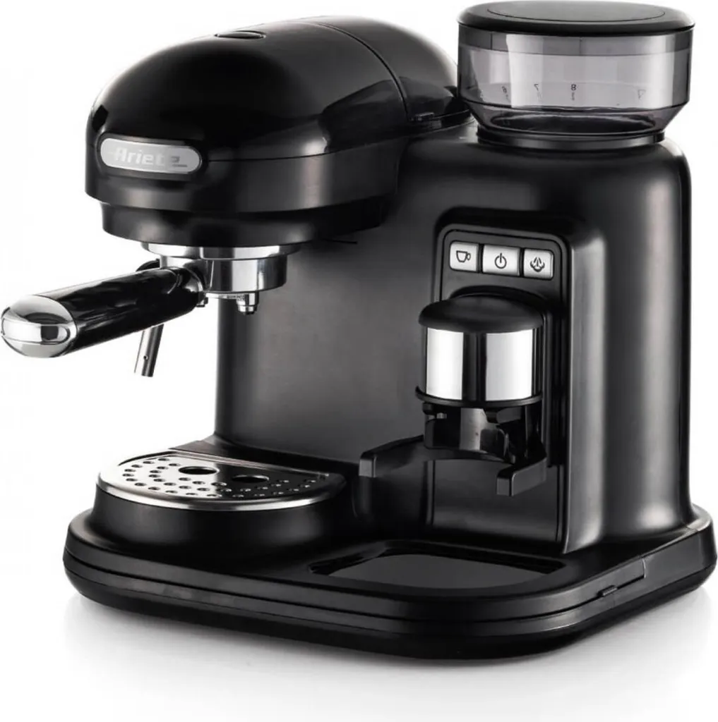 Ariete MODERNA portafilter espresso machine with grinder, black