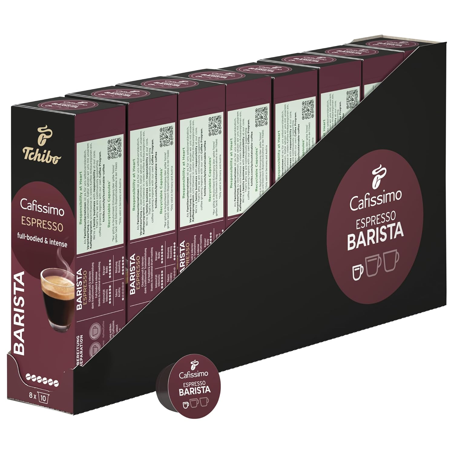 Tchibo Store Tchibo Cafissimo Storage Box Espresso Barista Coffee Capsules, 80 Pieces (8 x 10 Capsules), Sustainable & Fair Trade