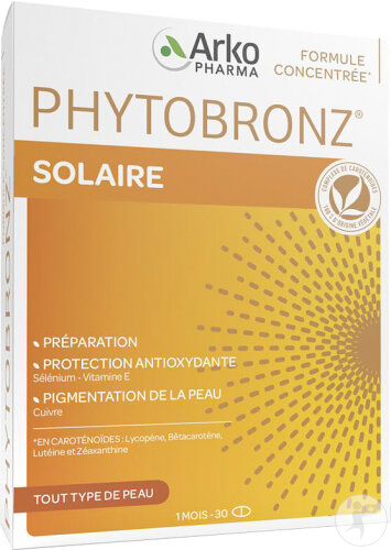 Arkopharma Phytobronz Sun Preparation 30 Capsules New Formula